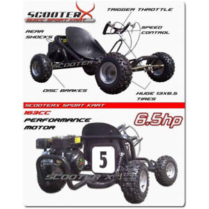 Sport Kart Go Cart 6.5 HP Scooter X Off Road Dirt Tires 196cc Four Stroke