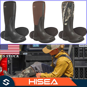 HISEA Men Boots Outdoor Waterproof Insulated Neoprene Rubber Rain Mud Work Boots