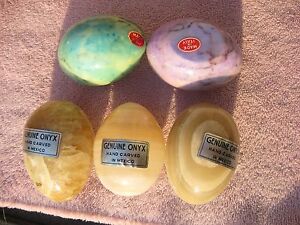 Lot of 5 Vintage Mexico Onyx / Italy Stone Eggs   EASTER