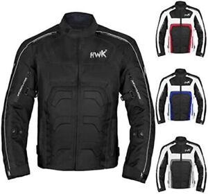 HWK Spyder Motorcycle Jacket for Men Cordura Textile Fabric, XL - Black