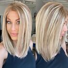 Long Straight Bob Wigs Blonde Mix Brown Highlight Lace Front Wigs 13x1 T Part