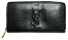 Yves Saint Laurent YSL Bifold Wallet Zip Around Long Wallet Black Women's Wallet