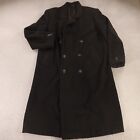VINTAGE Overcoat Mens M Black Brushed Flannel Merino Wool Pea Coat USA 42R