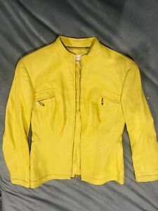 Escada Canary Yellow Napa Leather Structured Jacket