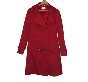 Talbots 6 Small S Red Cotton Blend Stretch Chic Double Breasted Trench Coat