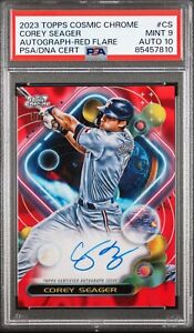 2023 Topps Cosmic Chrome #CCA-CS Corey Seager Auto Red Flare 5/5 PSA 9 POP 1!