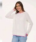 Nwt Medium Filoro sweater white with pink finished cashmere