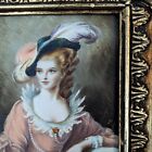 Antique Victorian Hand Painted Portrait Oil Painting on Copper Signed Iris Woman