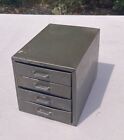 Vintage Small Benchtop Metal Industrial 4 Drawer Tool or Parts Chest Box