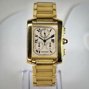 Cartier 18k Yellow Gold Tank Francaise Chronoflex Chronograph 18k Watch 1830