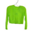 Neon Green Size Small Mesh Fishnet Cropped Top Hoodie