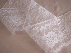 White Scalloped Edge Lace Trim, 4 Inches Wide, 5 YARDS