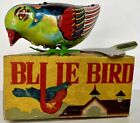Vintage Hops Pecking Blue Bird Tin Metal Litho Wind-up Toy MS 029 China Small