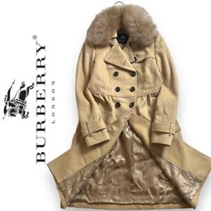 Authentic Burberry London A-line fur removable cashmere wool trench coat camel
