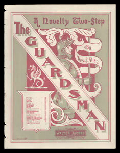 New ListingTHE GUARDSMAN Thos S Allen 1901 MANDOLIN SOLO/DUET Vintage Sheet Music