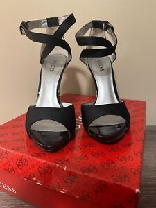 Guess brand Black Satin Stiletto High Heels Size 9M - Preowned