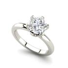 Solitaire 2 Carat VS2/H Round Cut Diamond Engagement Ring White Gold Treated