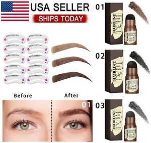Waterproof Eyebrow Stamp Shaping Kit w/Eyebrow Card Definer Stencils Makeup Set