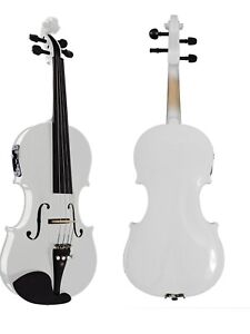 Mendini By Cecilio Violin For Kids & Adults - 4/4 White Violin,electric+acoustic