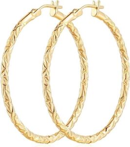Gold Hoop Earrings 14K for Women - Large 14K Gold Earrings Hoop - 40mm - Jewelry