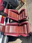 BMW E30 PAIR FRONT SPORT SEATS CARDINAL RED LEATHER
