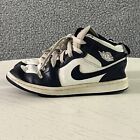 Jordan 1 Mid PS Shoes Boys Youth Size 1Y White Obsidian Sneakers 640734-174