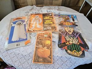Vintage Lot Halloween Die Cut Decorations Witch Skeleton Honeycomb New!