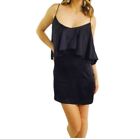 ALEXIS Black Silk Ruffle Mini Dress Size S