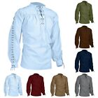 Men's Medieval Gothic Renaissance Shirts Long Sleeve Viking Pirate Lace Up Tops