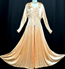 VTG 1940s Peach Bias Cut Handmade Satin Dressing Gown Peignoir Boudoir SWEEP