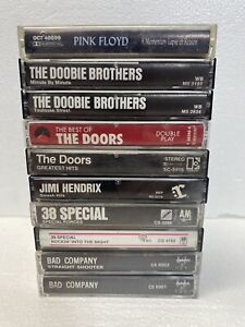 Lot Of 10 Classic Rock Cassettes Pink Floyd Doors Hendrix Doobie 38 Special