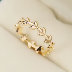Leaf Shape Ring Women Simple 925 Silver,Rose Gold,Gold Jewelry Sz 6-10