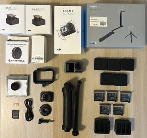 DJI Osmo Action (1) 4K Camera Huge Bundle -batteries, sd card, chargers, tripod+
