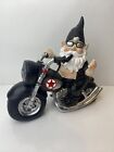 Funny Garden Biker Gnome Riding Motorcycle Statue Yard Lawn Deco Hand Painted