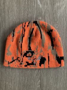 Men’s 90’s Vintage Camouflage Orange Embroidered Beanie Orange Hunting