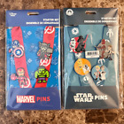 2024 Star Wars & Marvel Pin Trading Starter Sets 8 Pins / 2 Lanyards Disney NEW