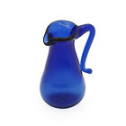 1:12 Miniature Glass Blue Pitcher Jug Handled Art Vase Flower Bottle Dollhouse