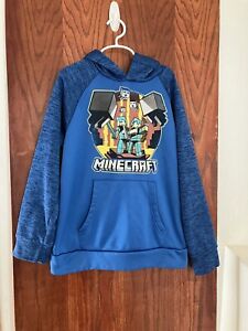 JINX Large Youth 10/12 Minecraft Hooded Sweatshirt Blue