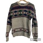 Woolrich Mens Vintage Wool Sweater Size M Pullover Gray Fair Isle Knit 80s