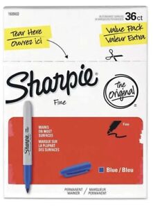 (36 Pack) Sharpie Permanent Markers Fine Point Blue 1920932 1265774