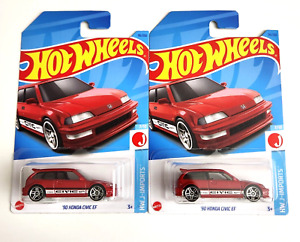 Hot Wheels '90 Honda Civic EF Red #96 - 2023 HW J-Imports -2PCS