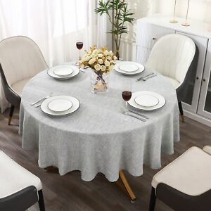 IVAPUPU Linen Round Tablecloth 60 Inch Washable Table Cloth Resistant Fabric ...