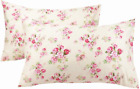 2 Piece Queen Size Pillow Cases, 100% Cotton Red Floral Pillow Covers with En...