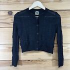 Missoni Cropped Cardigan Sweater Womens XS Black 5-Button Sheer Textured B86