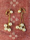 Women Coventry Pearl Clip-on Goldtone Dangle Earrings
