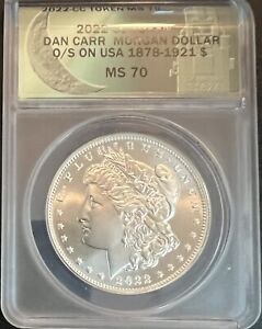 2022 cc Daniel Carr Overstruck Fantasy Issue Morgan Silver Dollar ANACS MS70