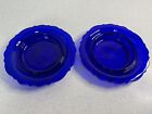 2 Mosser Cobalt Blue Glass Butter Cheese VTG Dishes Inverted Thistle USA