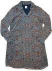 Cabi Provincial Tunic Shirt Dress Blue Brown Floral Print Women's Sz Small
