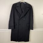 Canali Coat Men Black 44 Overcoat Wool Cashmere Double Breasted Trench Italy 54R