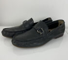 Men Frye black leather slip-on buckle loafers shoes, sz 11.5
